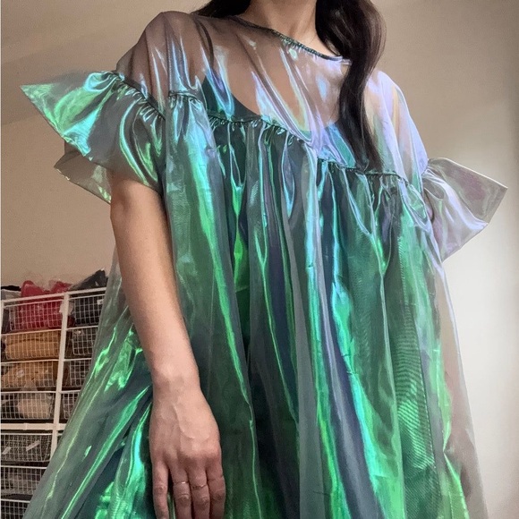 Nettle Studios Mushroom Dress in Electric Lettuce Metallic size OS+ - Picture 2 of 11